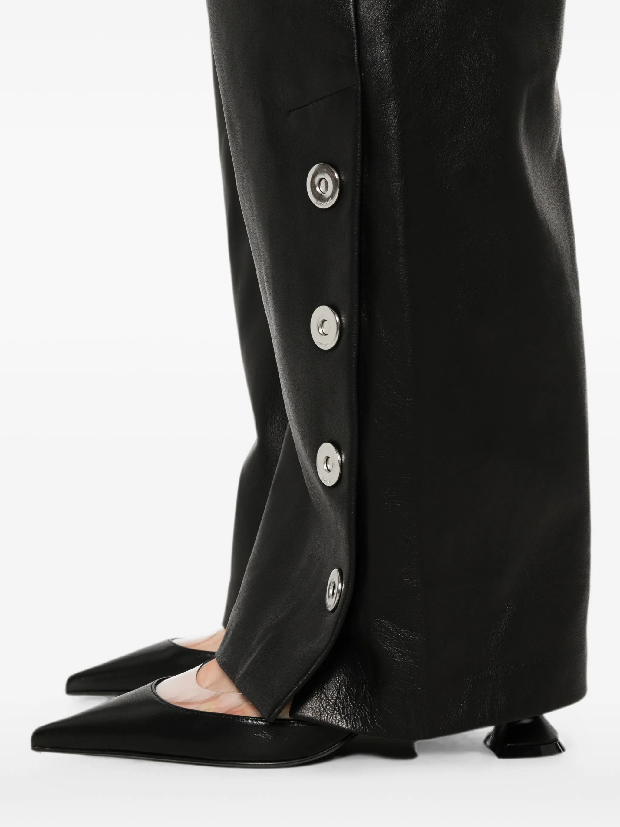 Sportmax Sportmax Button-embellishment Leather Trousers, view 2