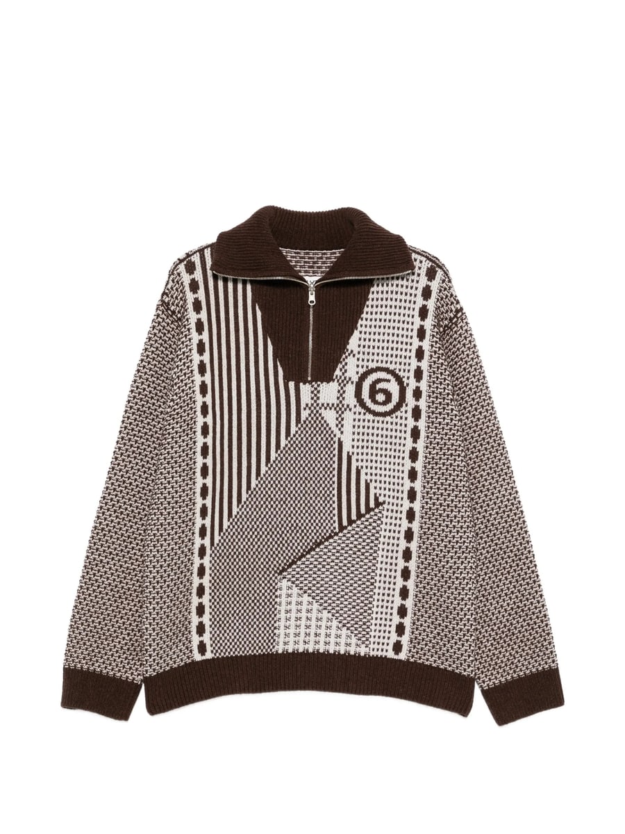MM6 Maison Margiela Mm6 Maison Margiela Patchwork Quarter-zip Knit