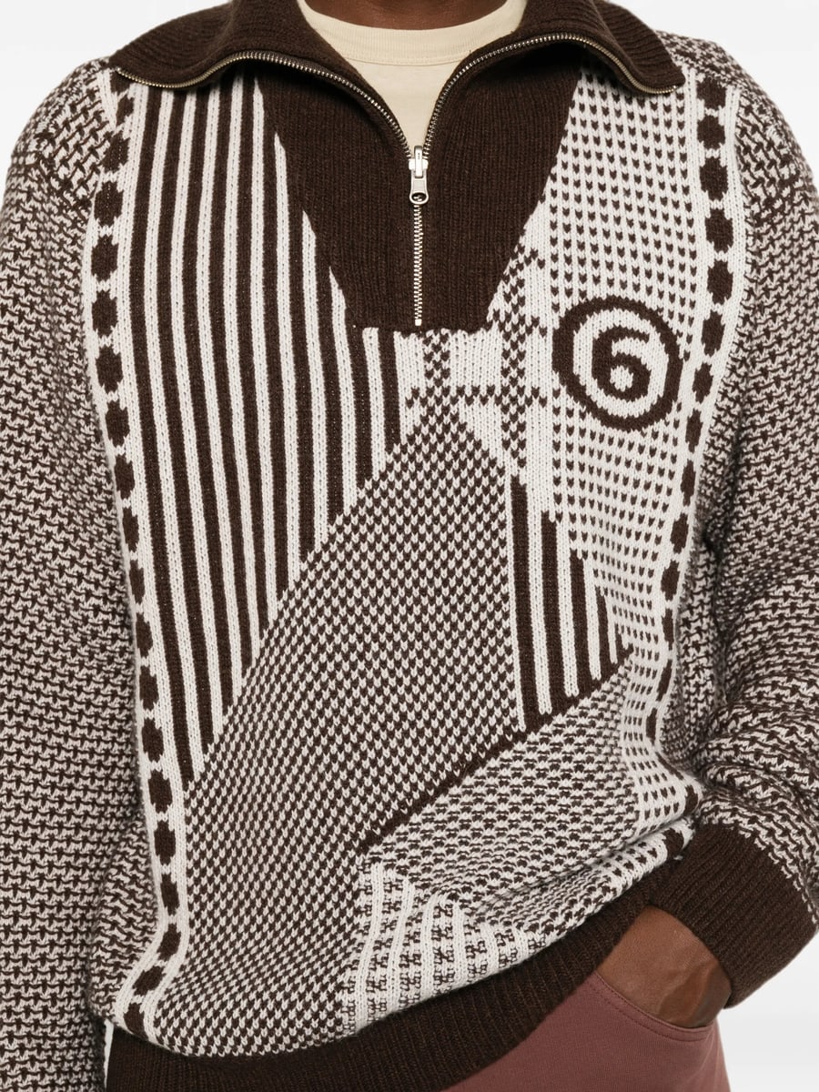 MM6 Maison Margiela Mm6 Maison Margiela Patchwork Quarter-zip Knit, view 4