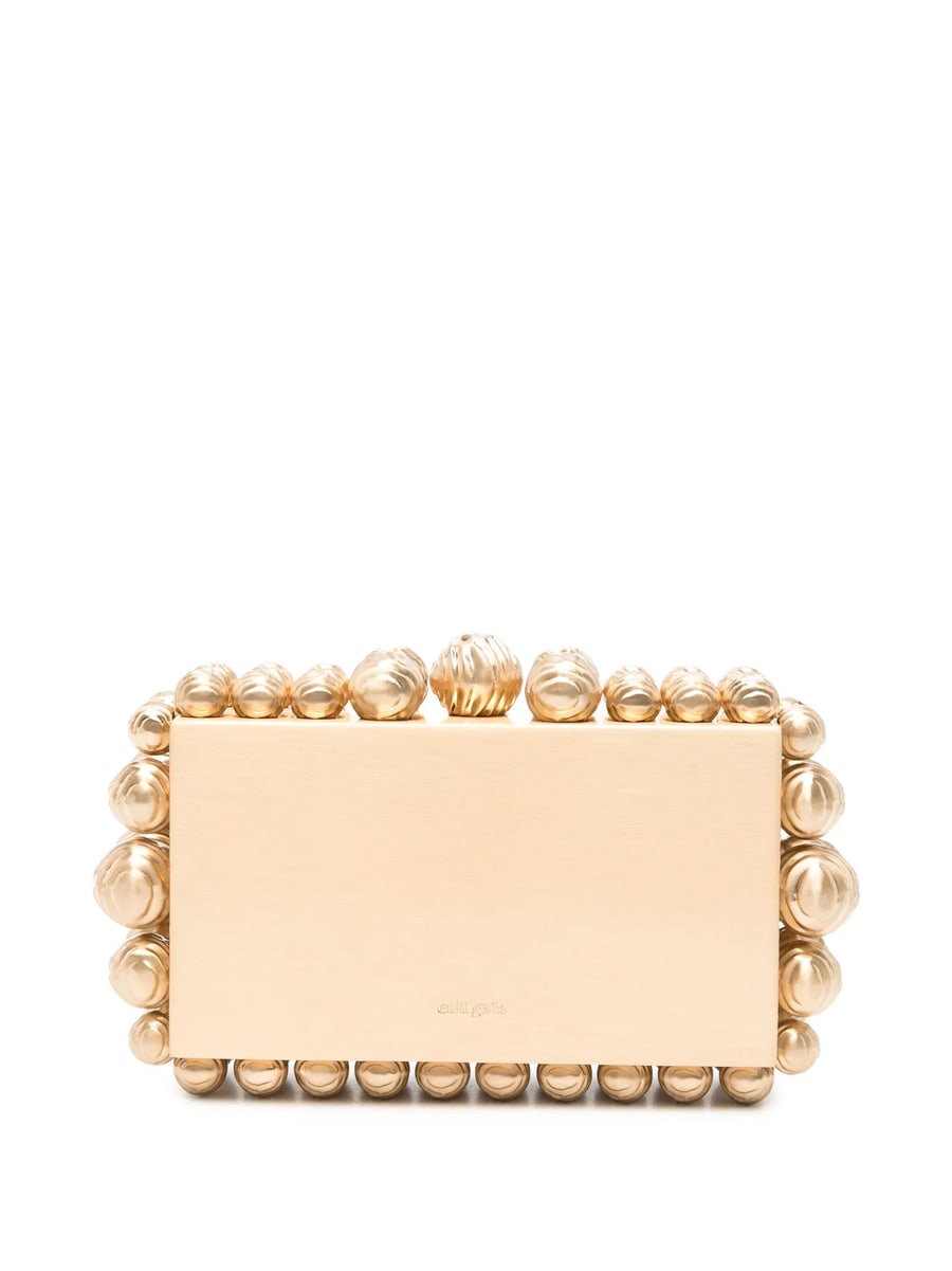 Cult Gaia Cult Gaia Bead-embellished Brushed-finish Clutch Bag