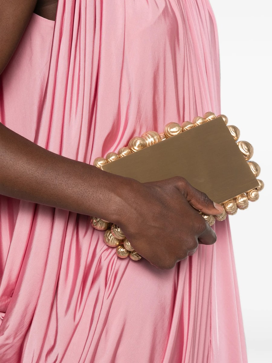Cult Gaia Cult Gaia Bead-embellished Brushed-finish Clutch Bag, view 2