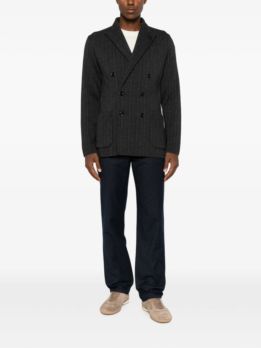 Lardini Lardini Herringbone Double-breasted Jacket, view 4