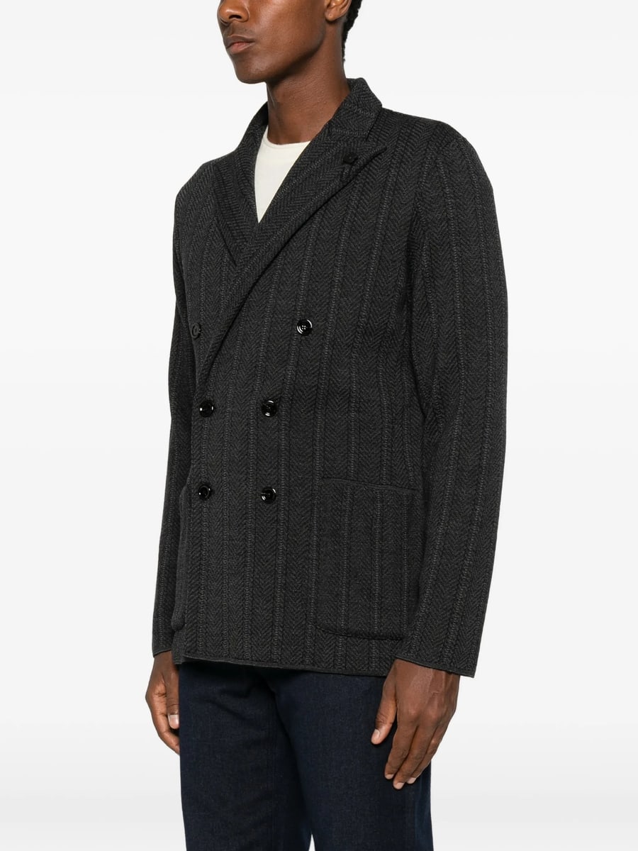 Lardini Lardini Herringbone Double-breasted Jacket, view 5