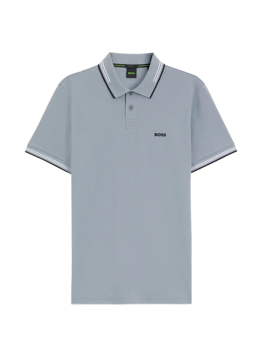 Boss Boss Stretch-cotton Slim-fit Polo Shirt With Branding And Stripes