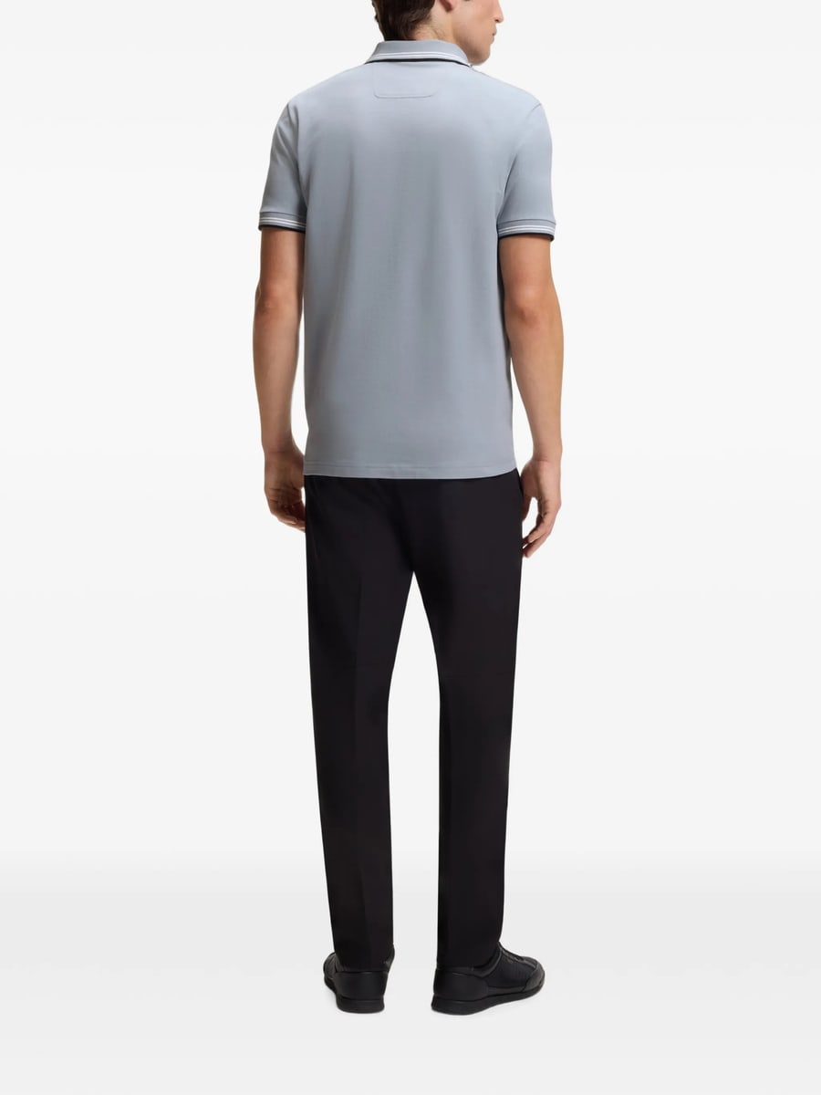 Boss Boss Stretch-cotton Slim-fit Polo Shirt With Branding And Stripes, view 5