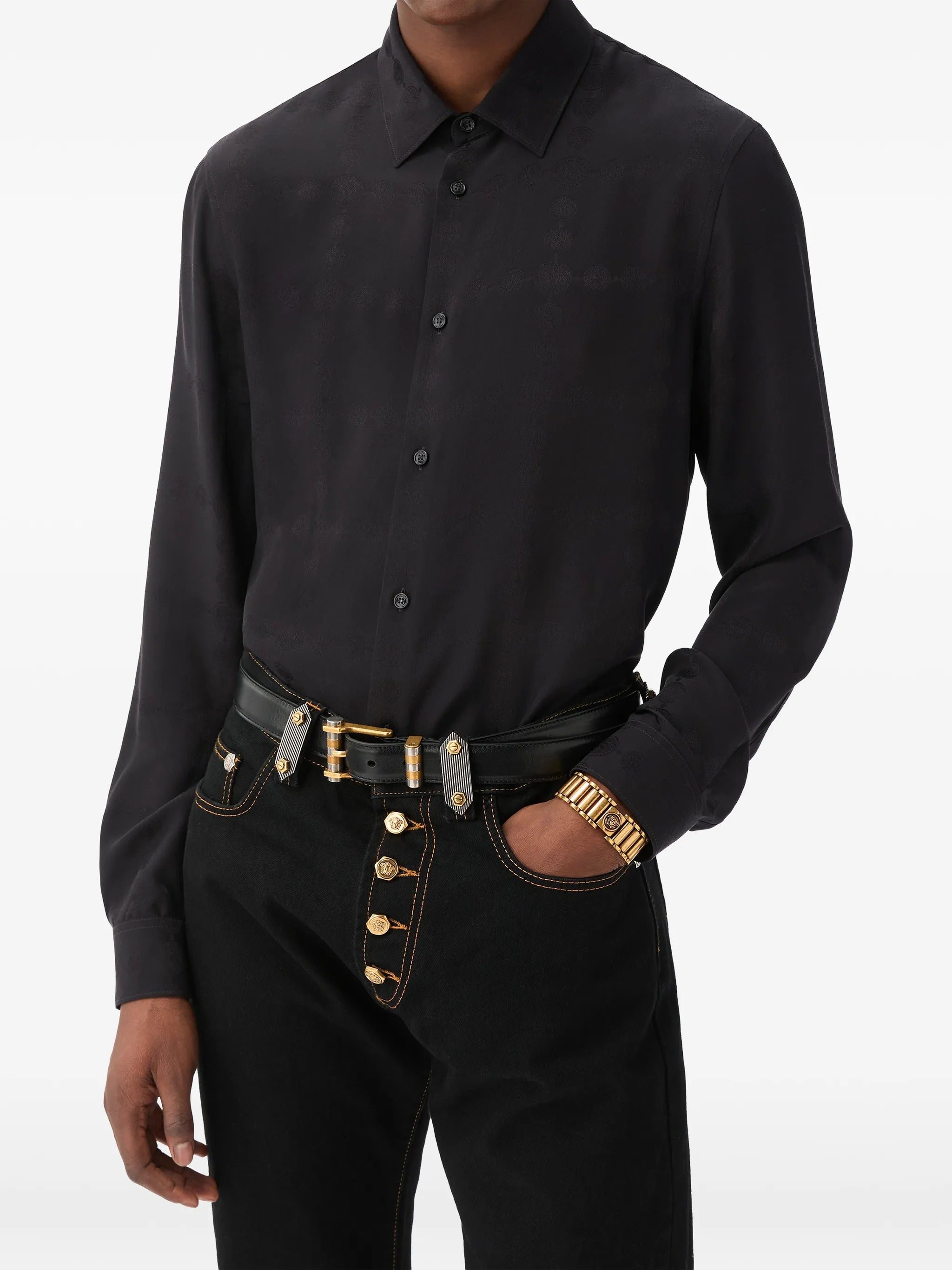 Versace Versace  Jacquard Silk Crêpe Satin Silk Shirt