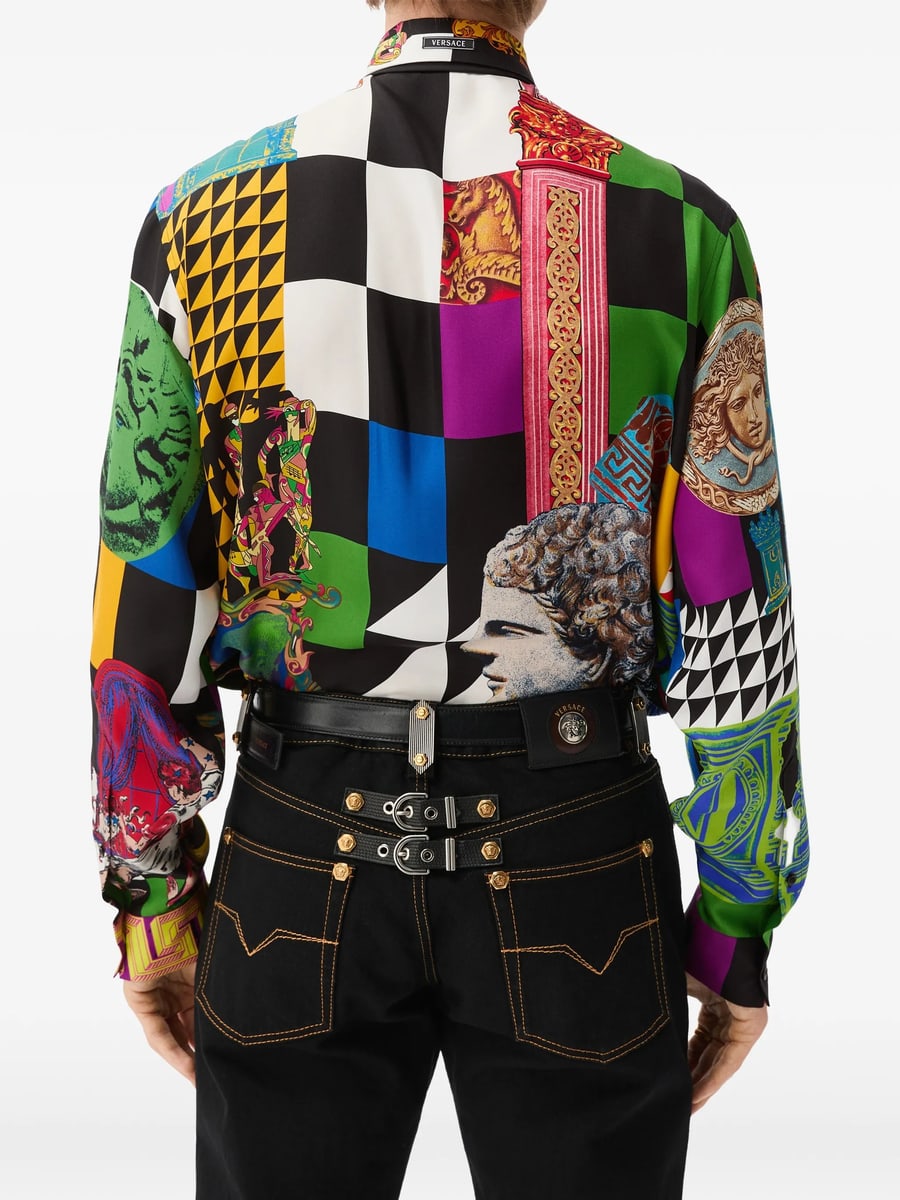 Versace Versace Printed Silk-twill Regular Shirt, view 2