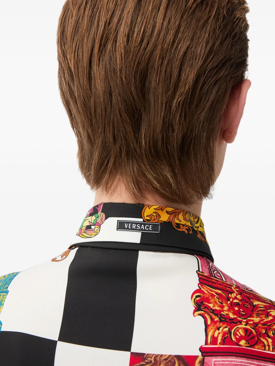Versace Versace Printed Silk-twill Regular Shirt, view 4