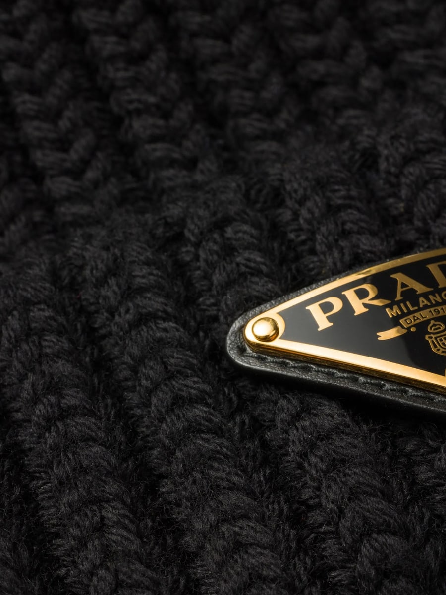 Prada Prada Triangle-logo Ribbed Beanie, view 2