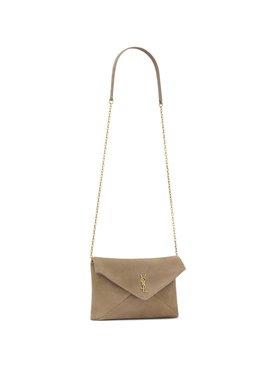 Saint Laurent Saint Laurent Cassandre Small Chain Pouch In Suede, view 4