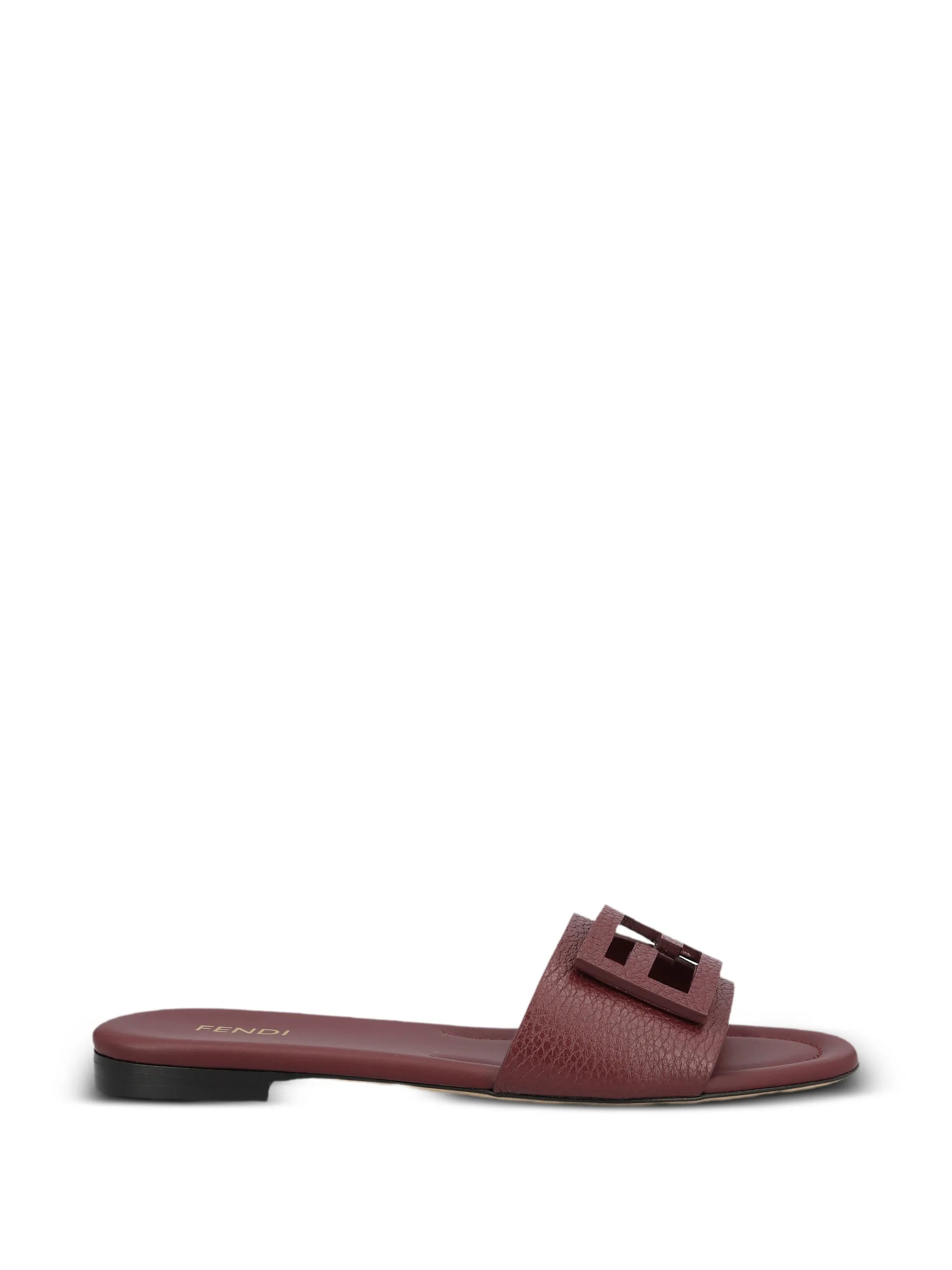 Fendi Fendi Baguette Burgundy Leather Slides