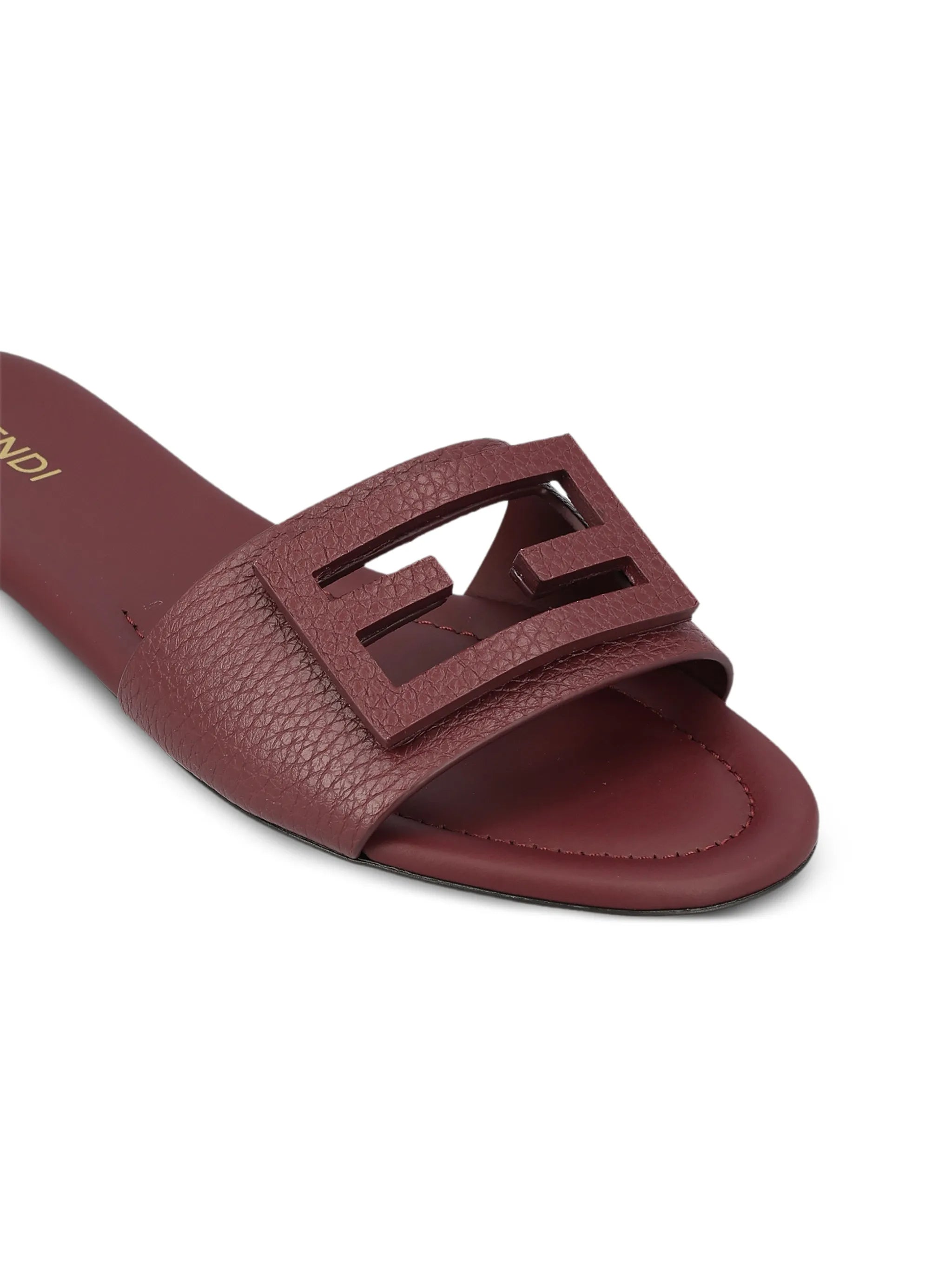 Fendi Fendi Baguette Burgundy Leather Slides, view 2