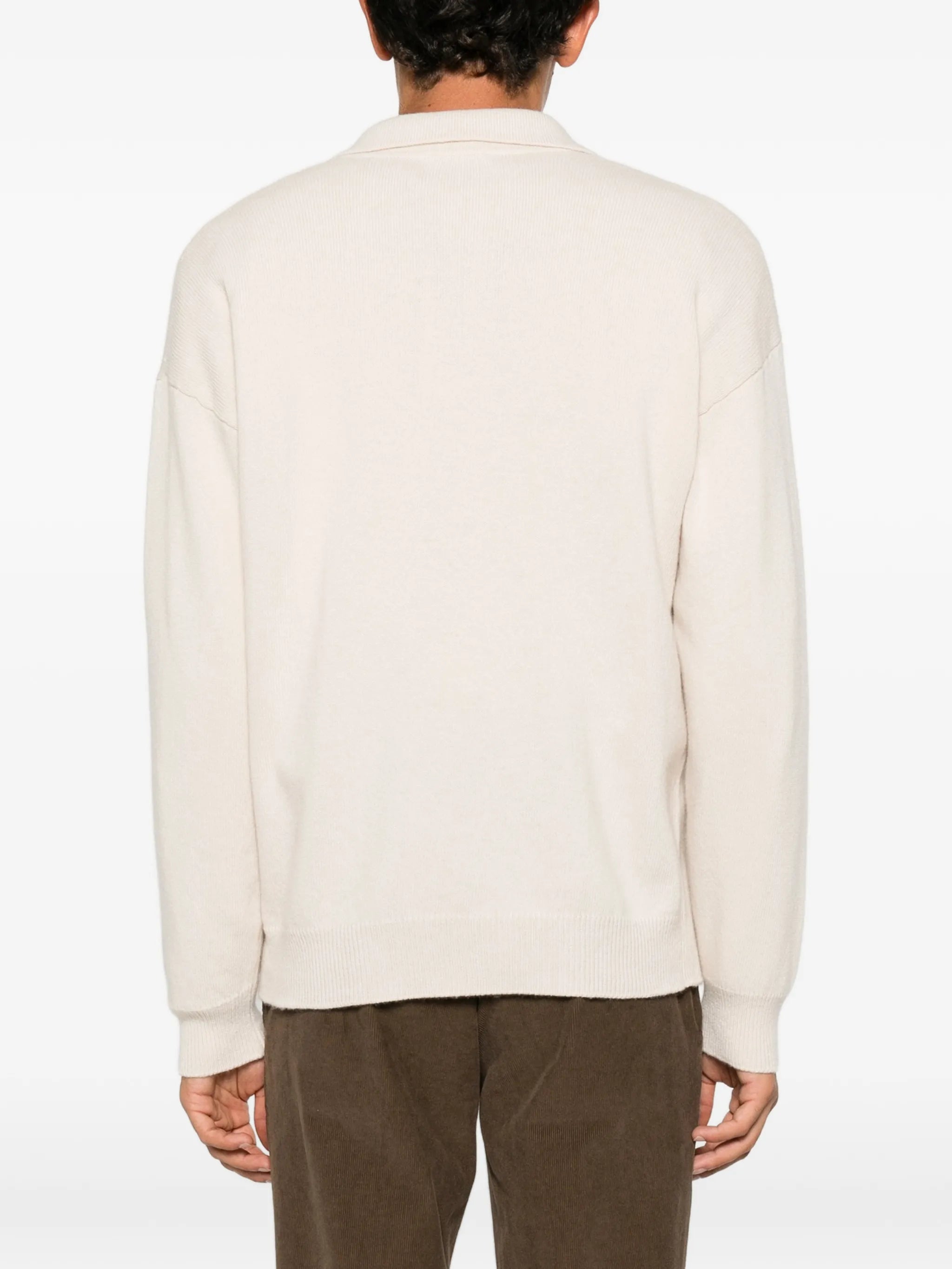Roberto Collina Roberto Collina Ribbed-trim Long-sleeve Polo Shirt, view 2