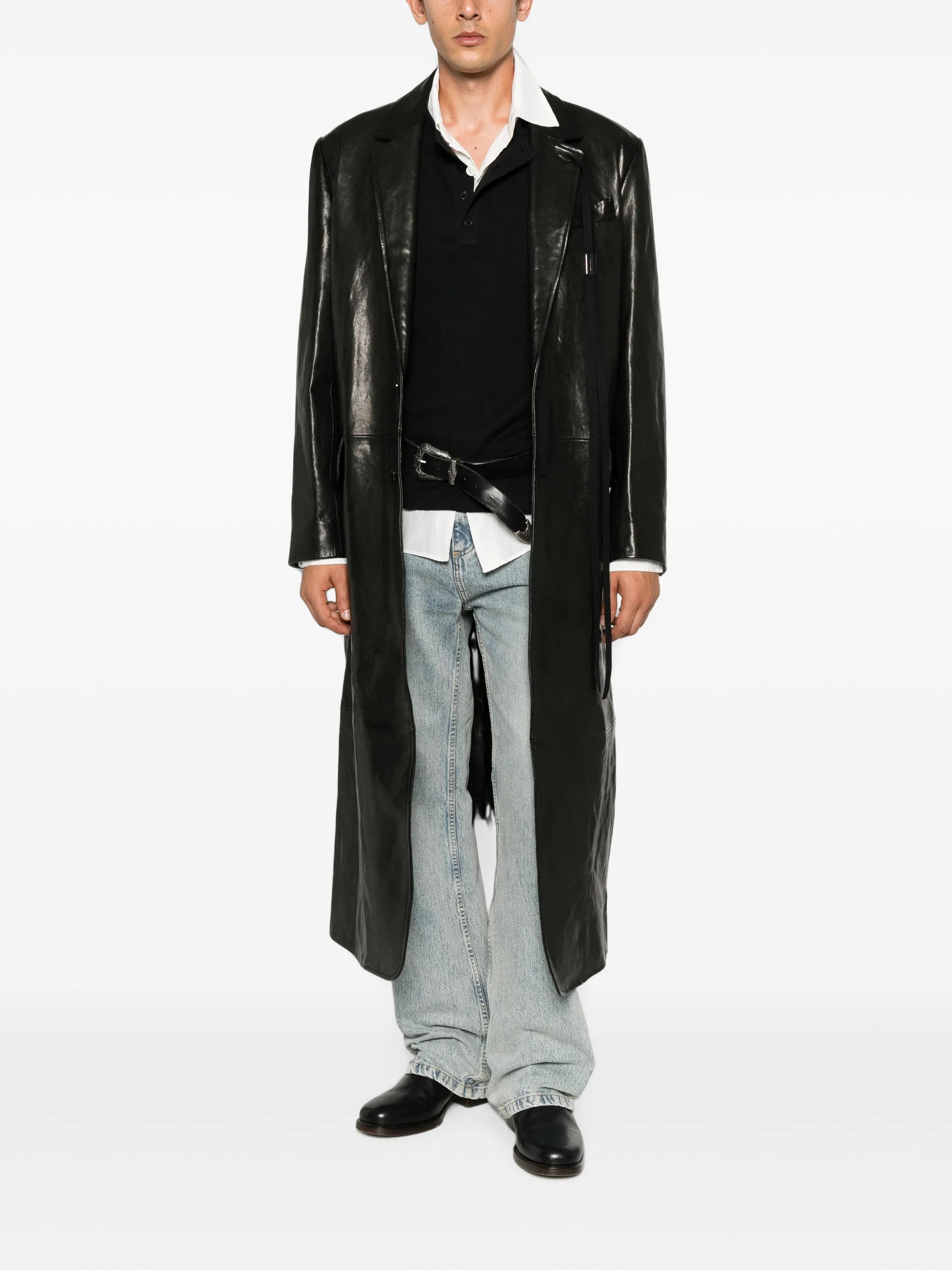 Ann Demeulemeester Ann Demeulemeester Buttoned Leather Coat, view 2