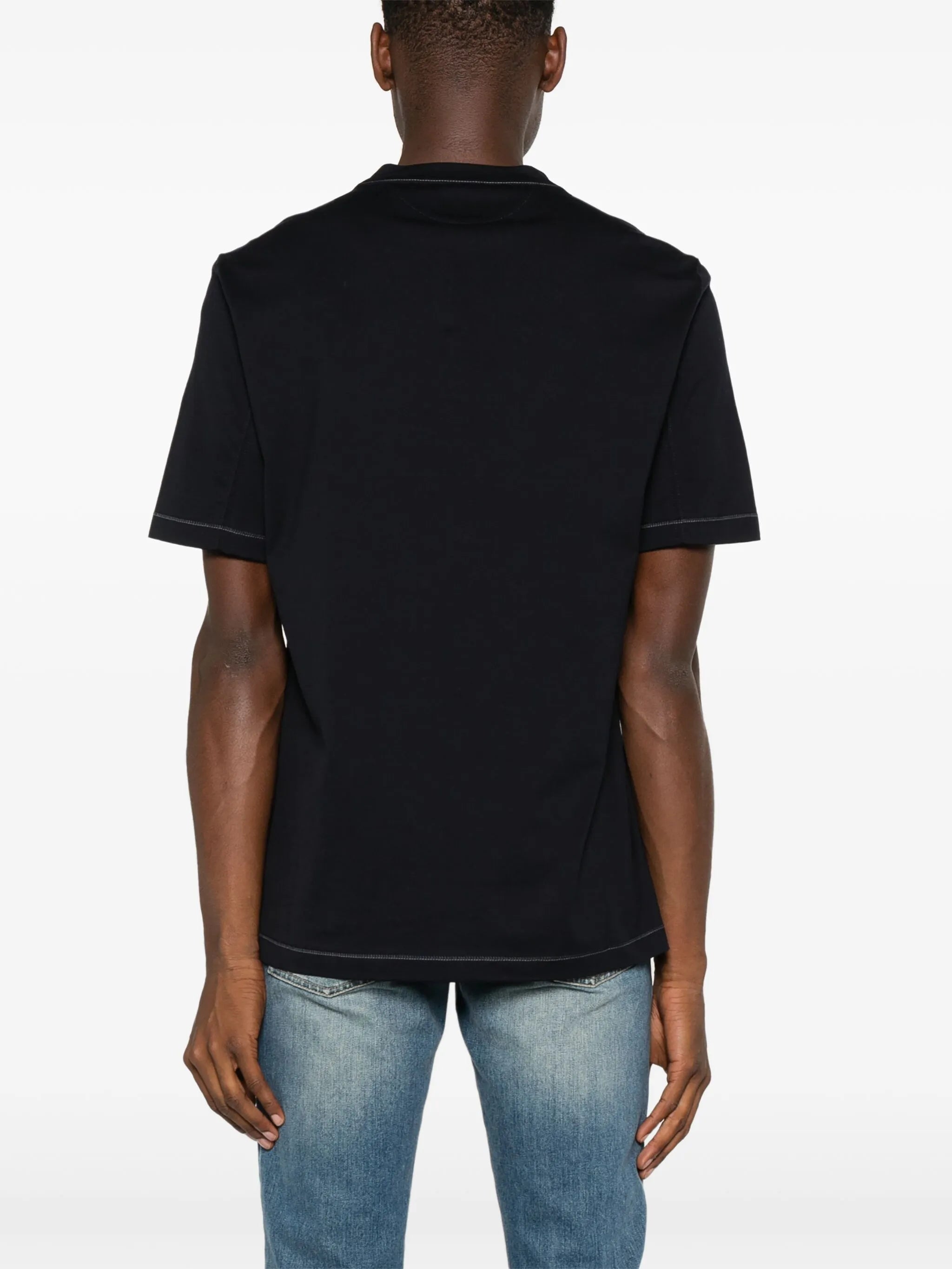 Brunello Cucinelli Brunello Cucinelli Contrast-stitching T-shirt, view 2