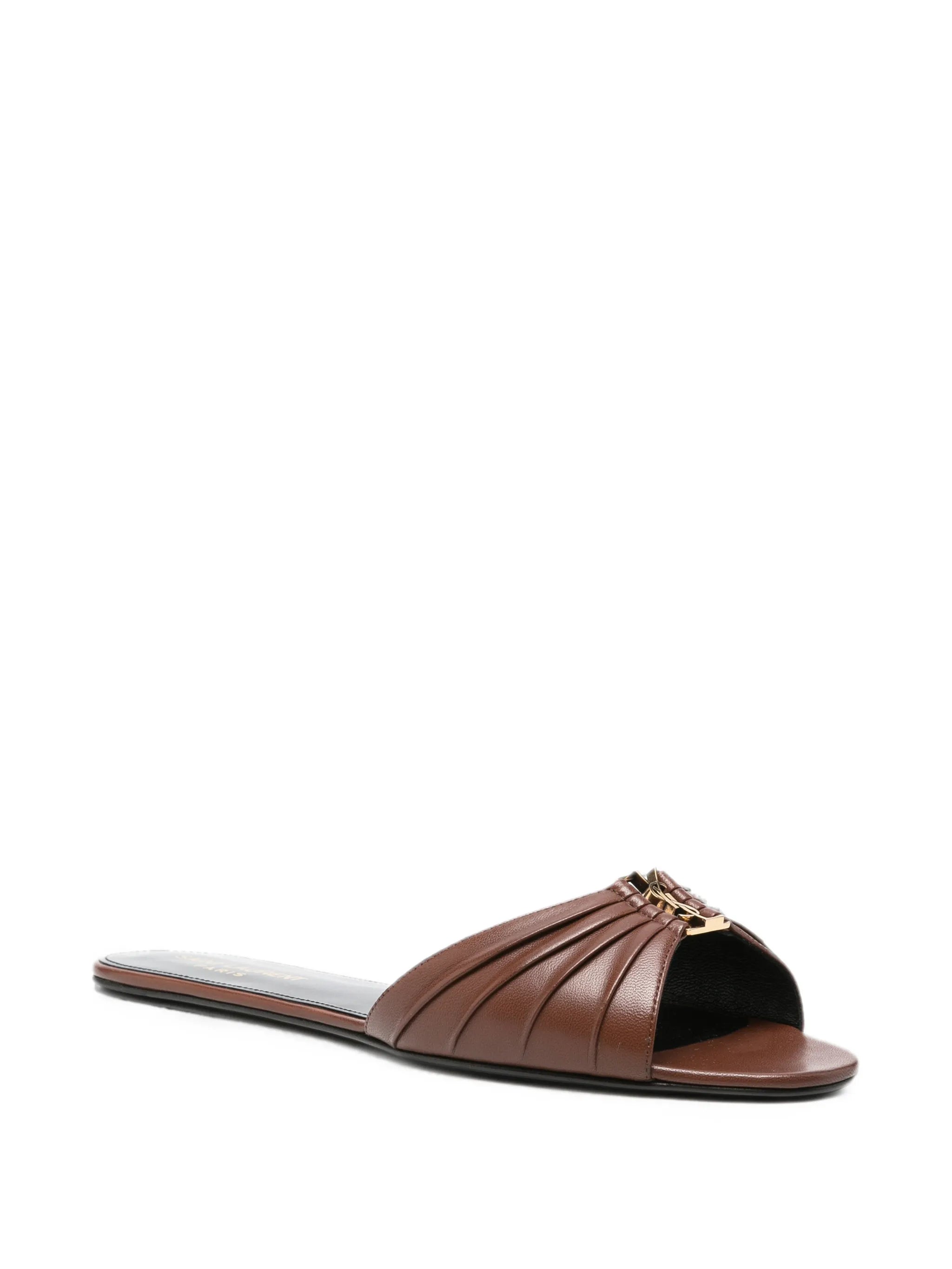 Saint Laurent Saint Laurent Cassandra Ruched Leather Sandals, view 2