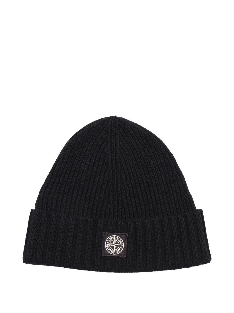 Stone Island Stone Island Logo-patch Ribbed-knit Beanie Hat