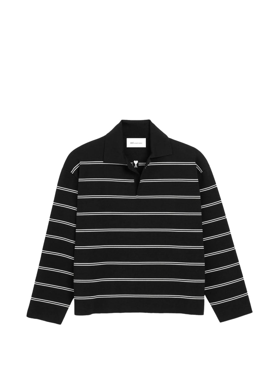 AMI Paris Ami Paris Cotton Ami Patch Striped Polo