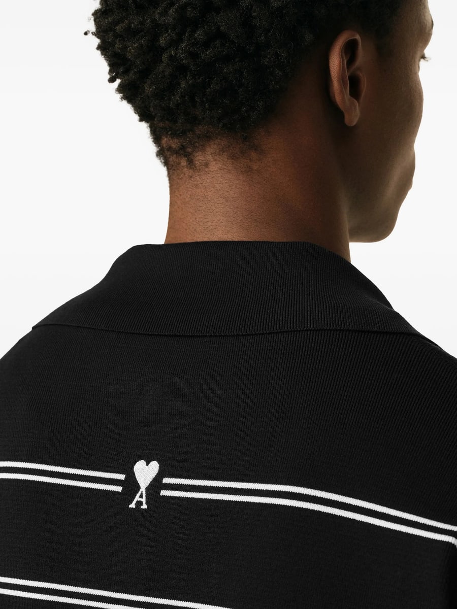 AMI Paris Ami Paris Cotton Ami Patch Striped Polo, view 4