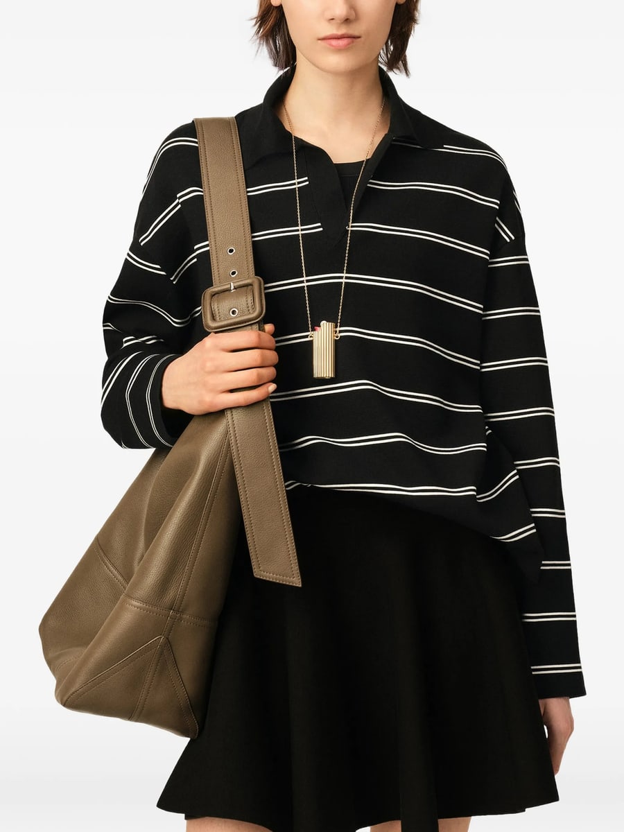AMI Paris Ami Paris Cotton Ami Patch Striped Polo, view 5
