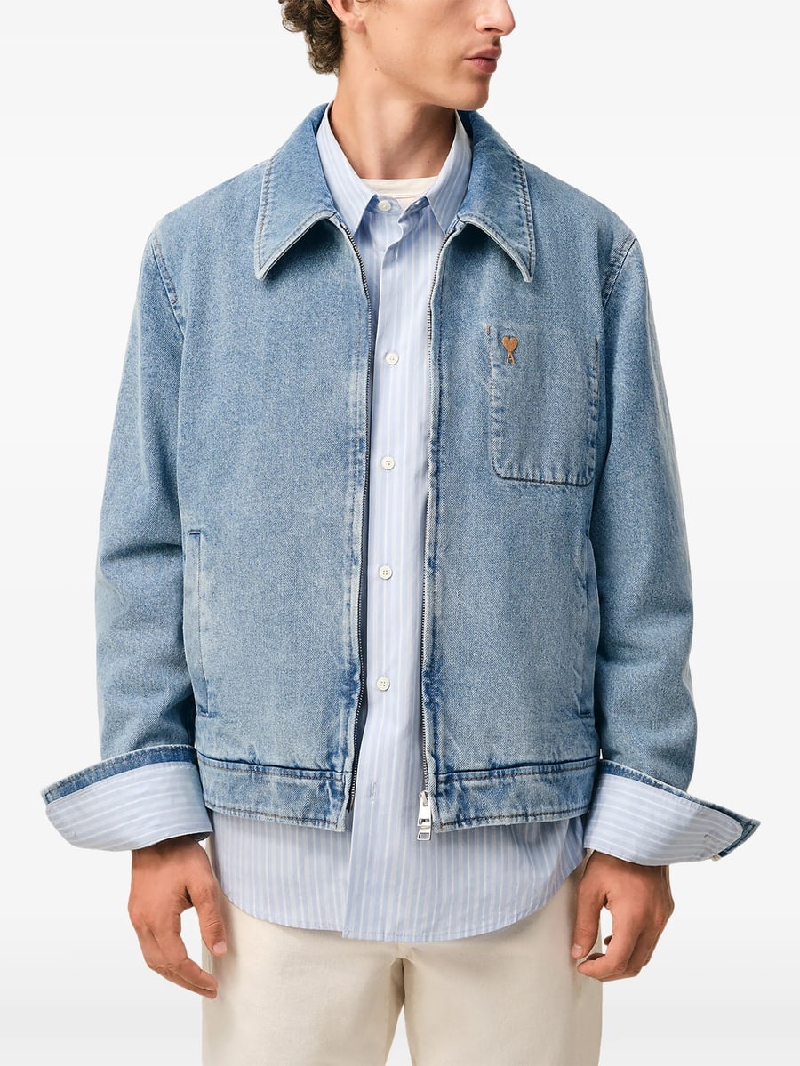 AMI Paris Ami Paris Faded-effect Zip-up Jacket, view 2