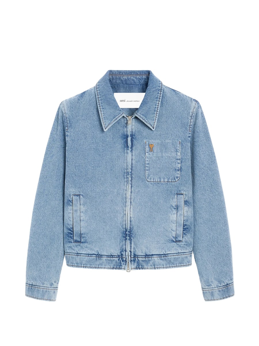 AMI Paris Ami Paris Faded-effect Zip-up Jacket, view 3