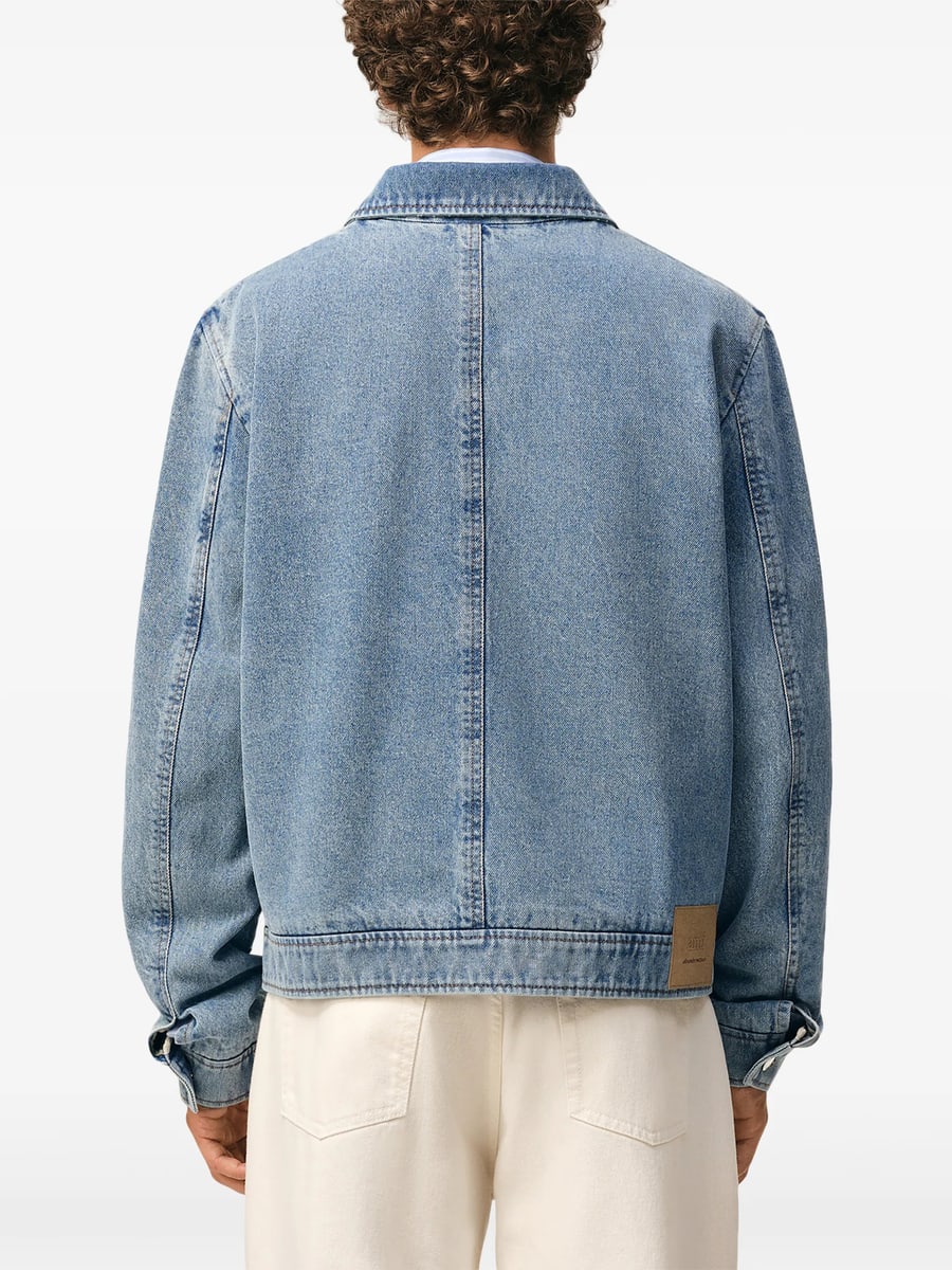 AMI Paris Ami Paris Faded-effect Zip-up Jacket, view 4