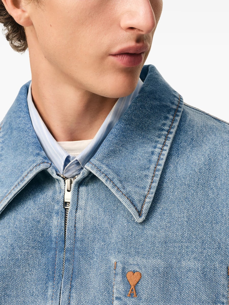 AMI Paris Ami Paris Faded-effect Zip-up Jacket, view 5
