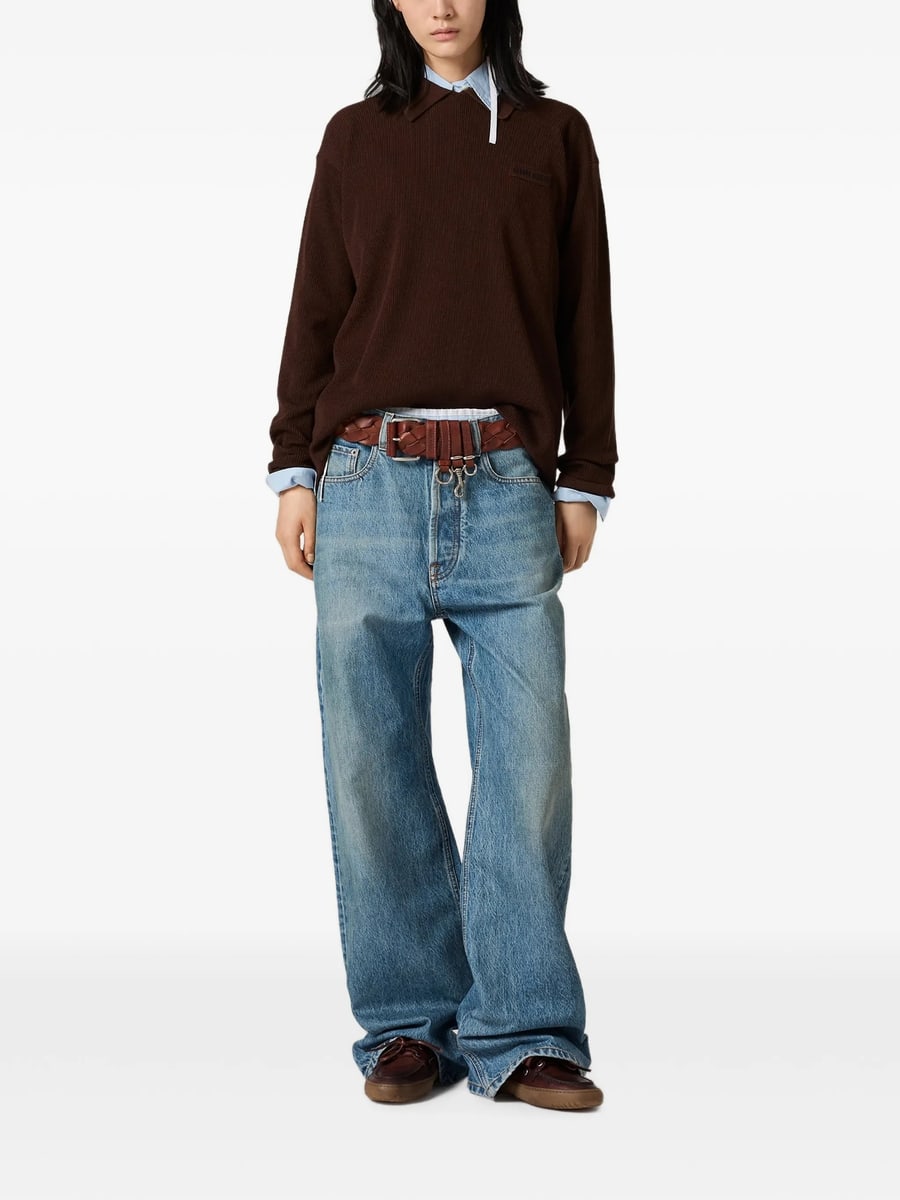Miu Miu Miu Miu Logo-embroidered Straight-leg Jeans, view 2