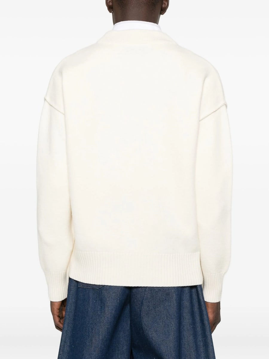 AMI Paris Ami Paris Ami De Coeur Monogram Wool Cardigan, view 3