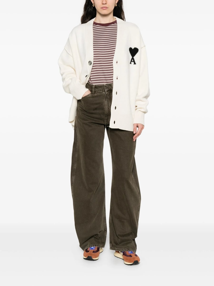 AMI Paris Ami Paris Ami De Coeur Monogram Wool Cardigan, view 4
