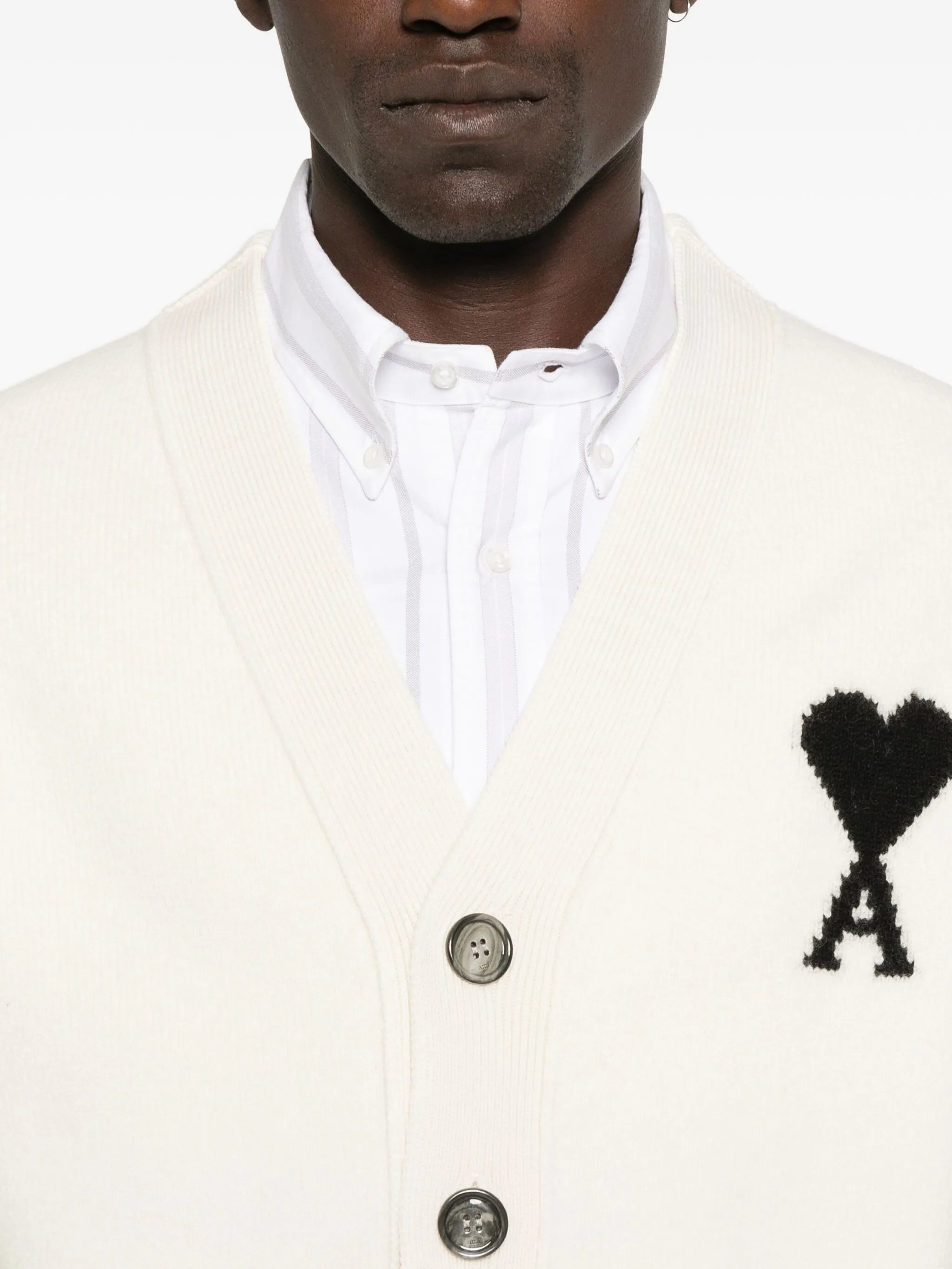 AMI Paris Ami Paris Ami De Coeur Monogram Wool Cardigan, view 2