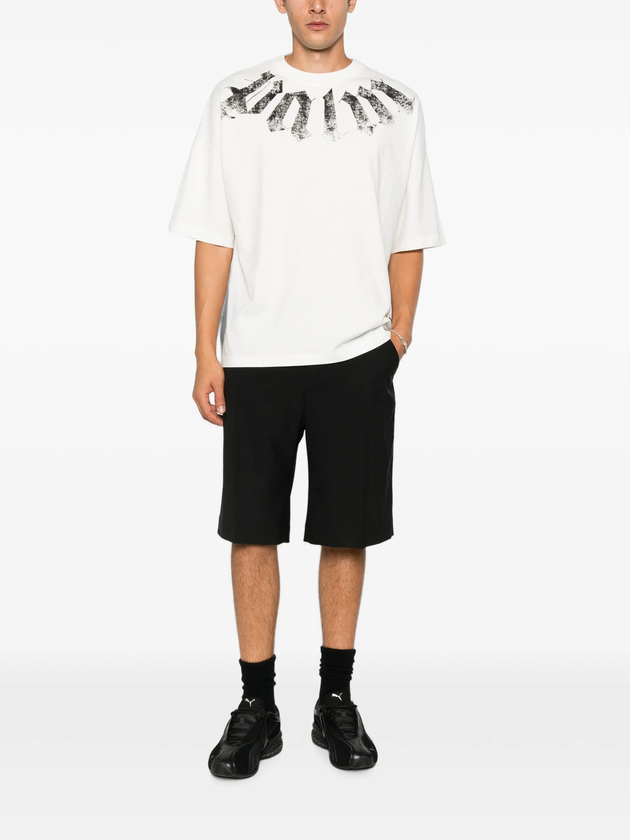Palm Angels Palm Angels Big Neck Logo Printed T-shirt, view 2