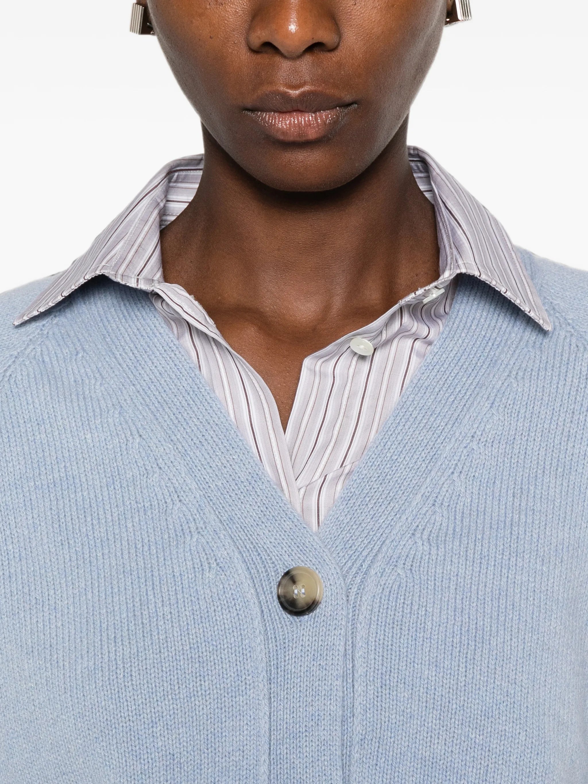 Aragona Aragona V-neck Ribbed-knit Cardigan, view 2