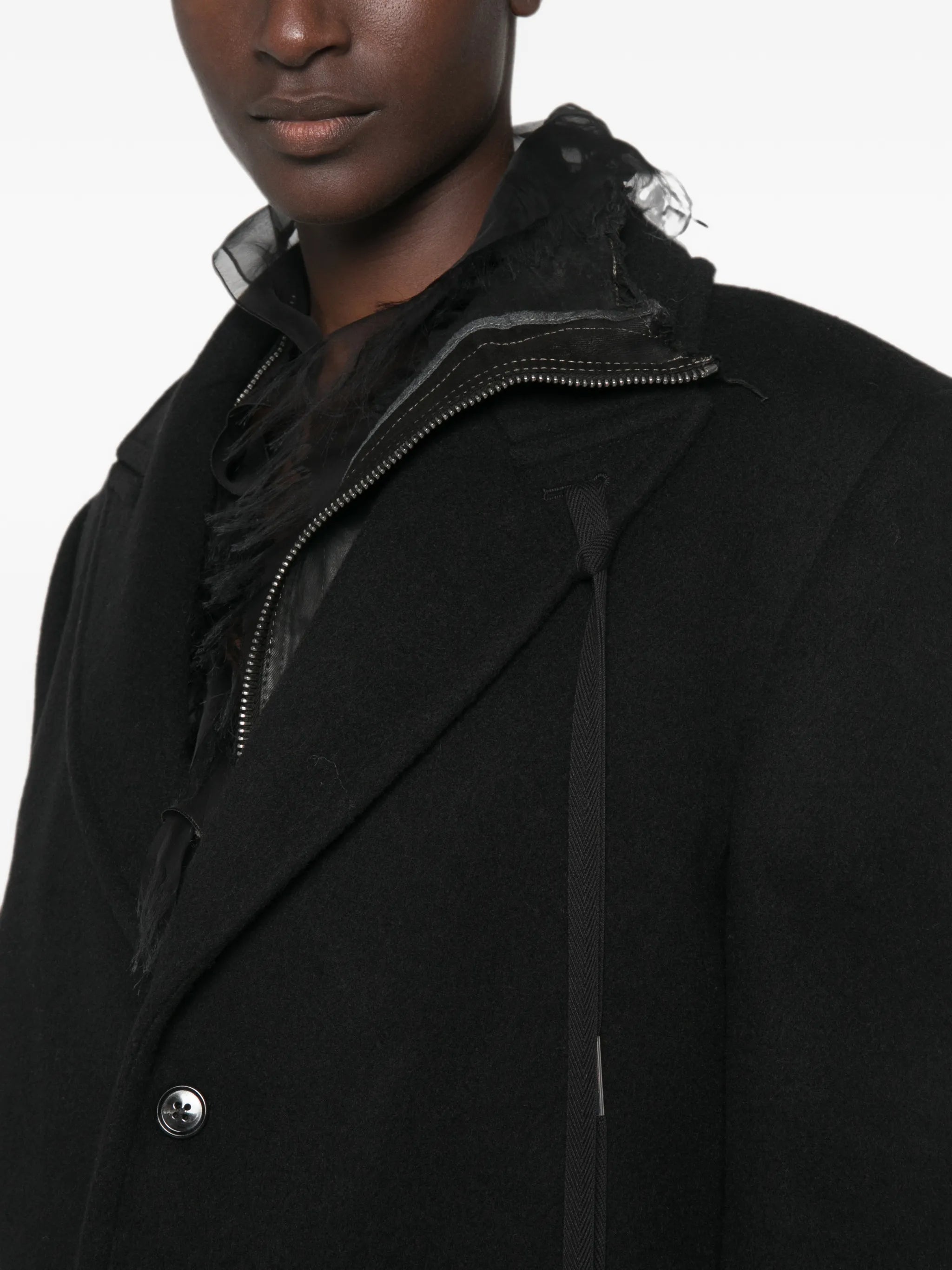 Ann Demeulemeester Ann Demeulemeester Single-breasted Notched-lapels Wool Coat, view 2