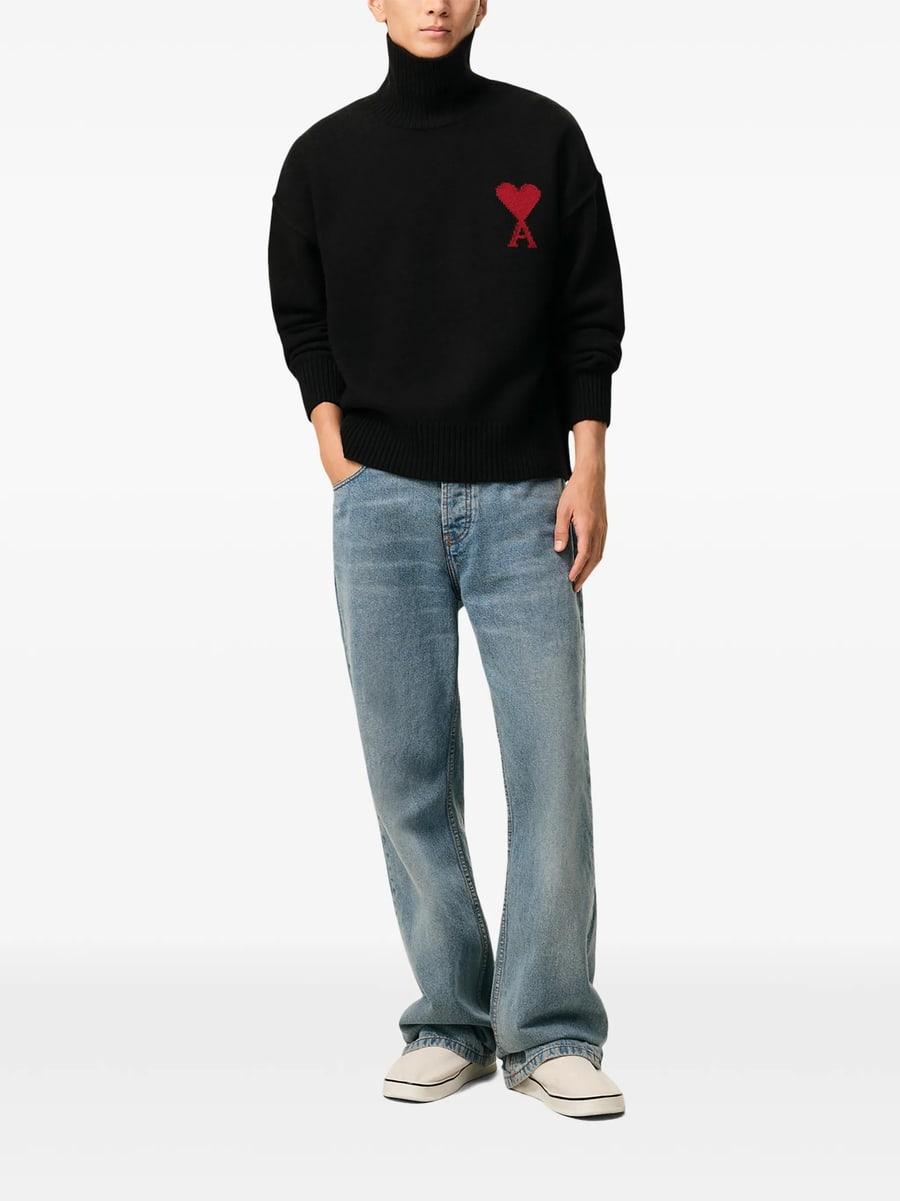 AMI Paris Ami Paris Ami De Coeur Roll-neck Sweater, view 2