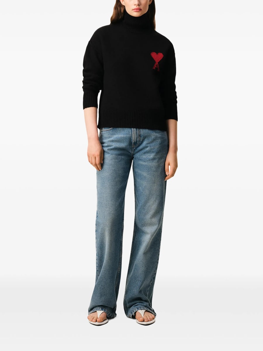 AMI Paris Ami Paris Ami De Coeur Roll-neck Sweater, view 3
