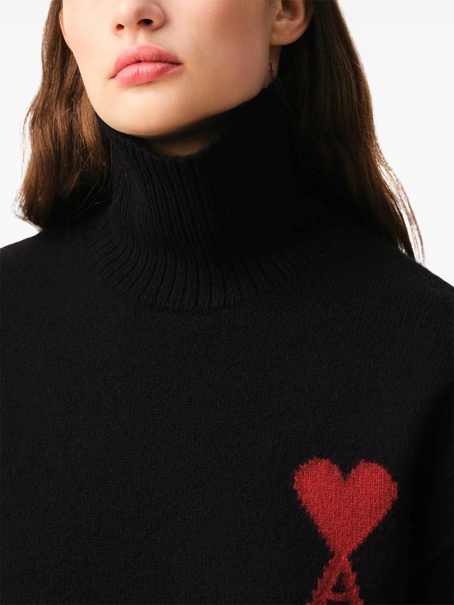 AMI Paris Ami Paris Ami De Coeur Roll-neck Sweater, view 5