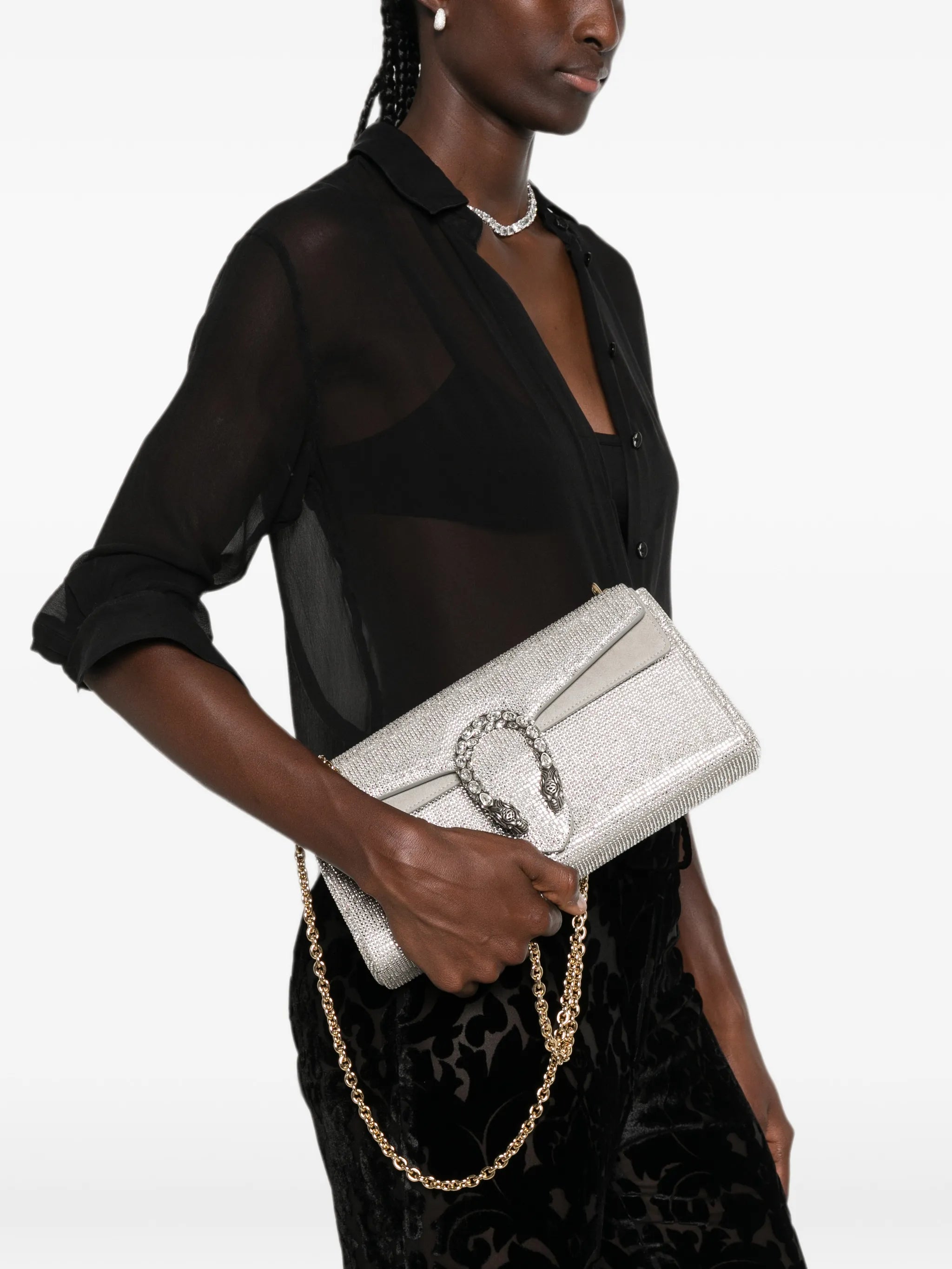Gucci Gucci Dionysus Crystal-embellished Shoulder Bag, view 2
