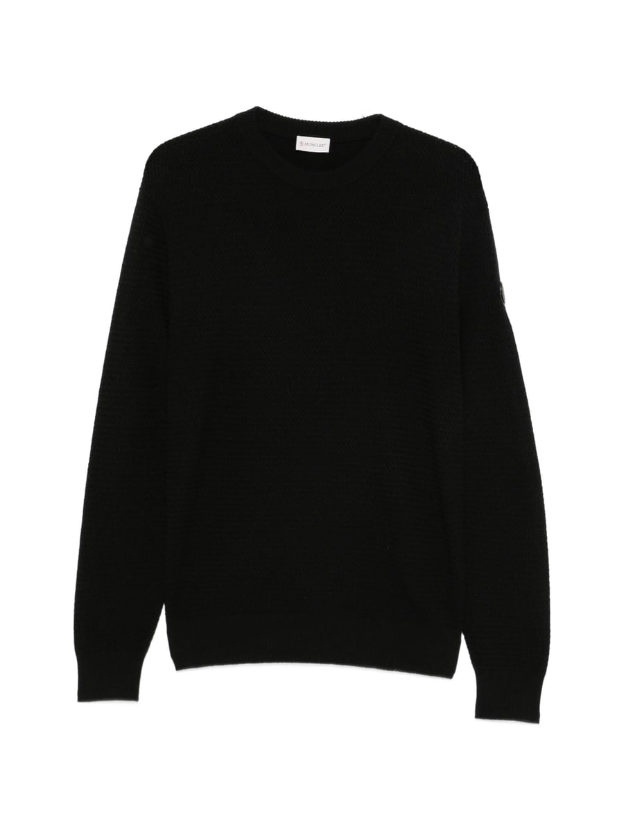 Moncler Moncler Logo-patch Waffle-knit Sweater
