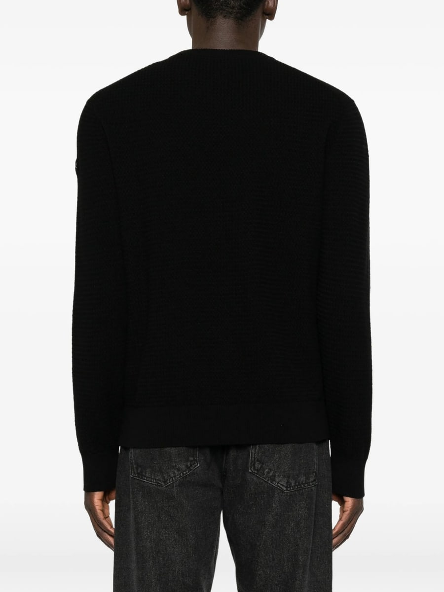 Moncler Moncler Logo-patch Waffle-knit Sweater, view 2