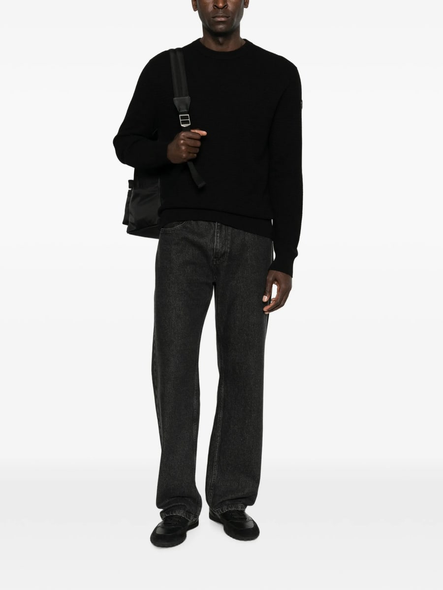 Moncler Moncler Logo-patch Waffle-knit Sweater, view 4