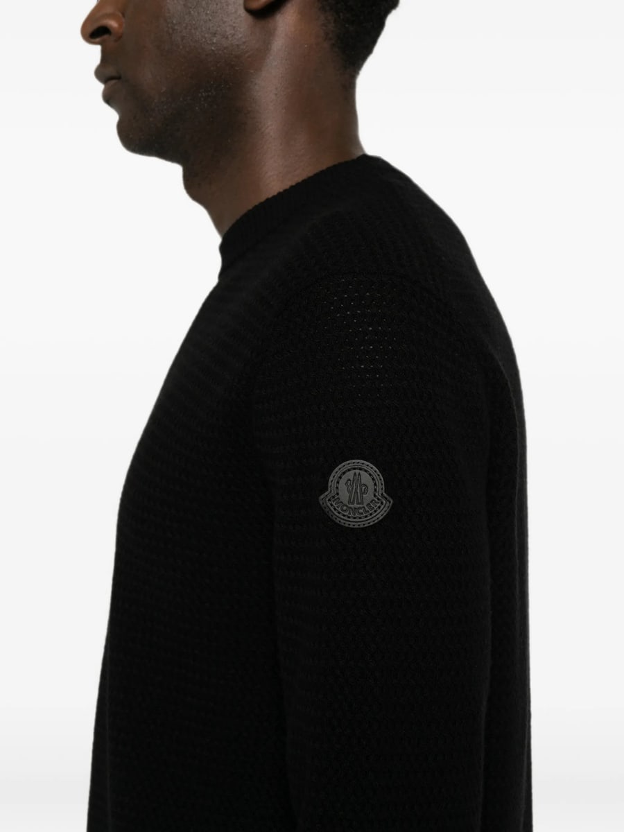 Moncler Moncler Logo-patch Waffle-knit Sweater, view 5