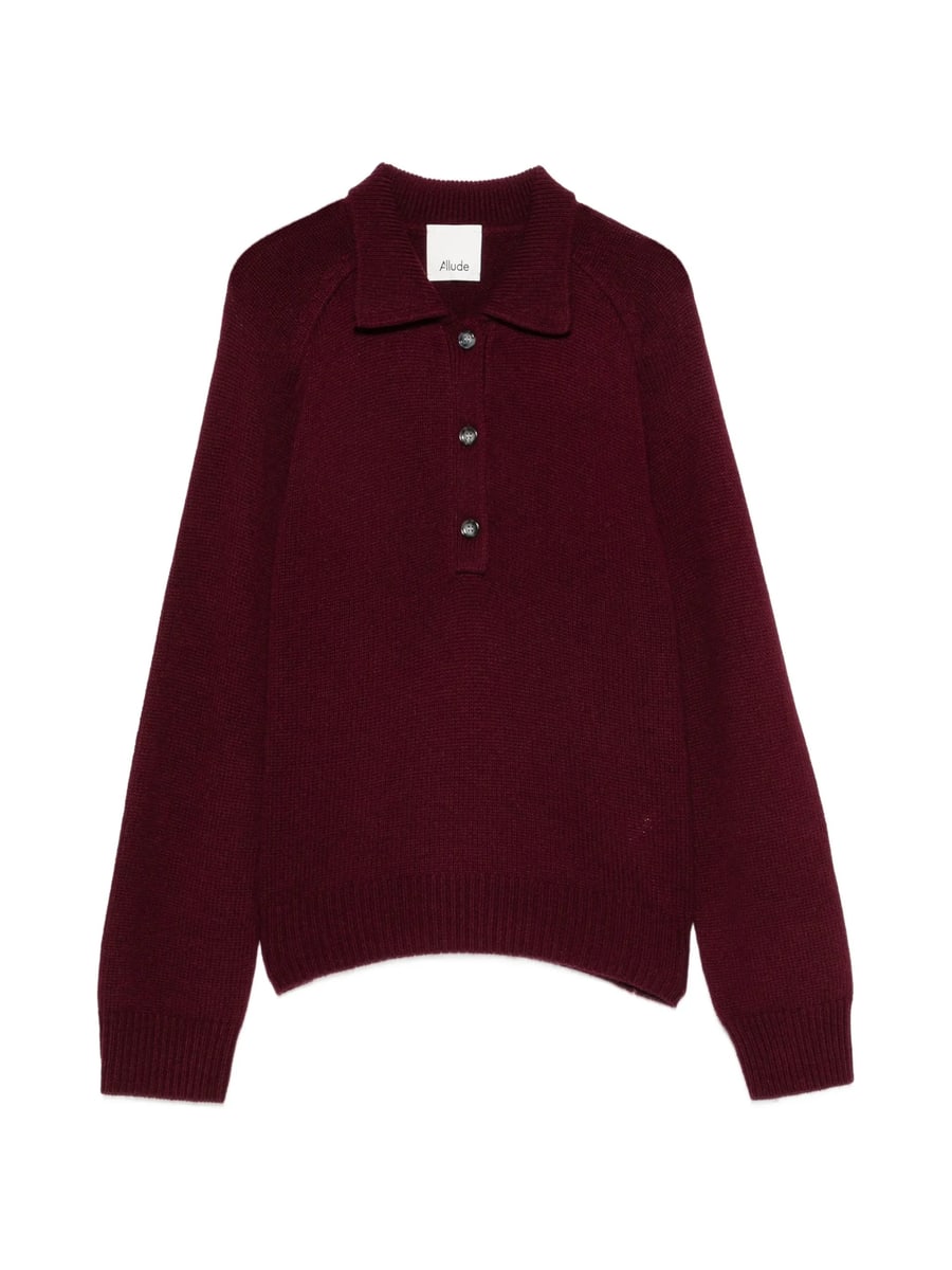 Allude Allude Button-up Polo-collar Sweater