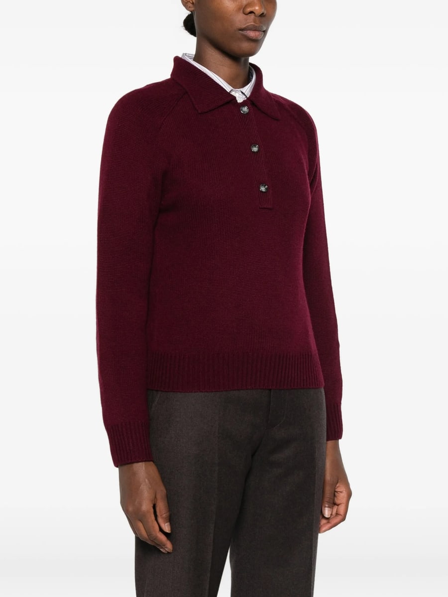 Allude Allude Button-up Polo-collar Sweater, view 2