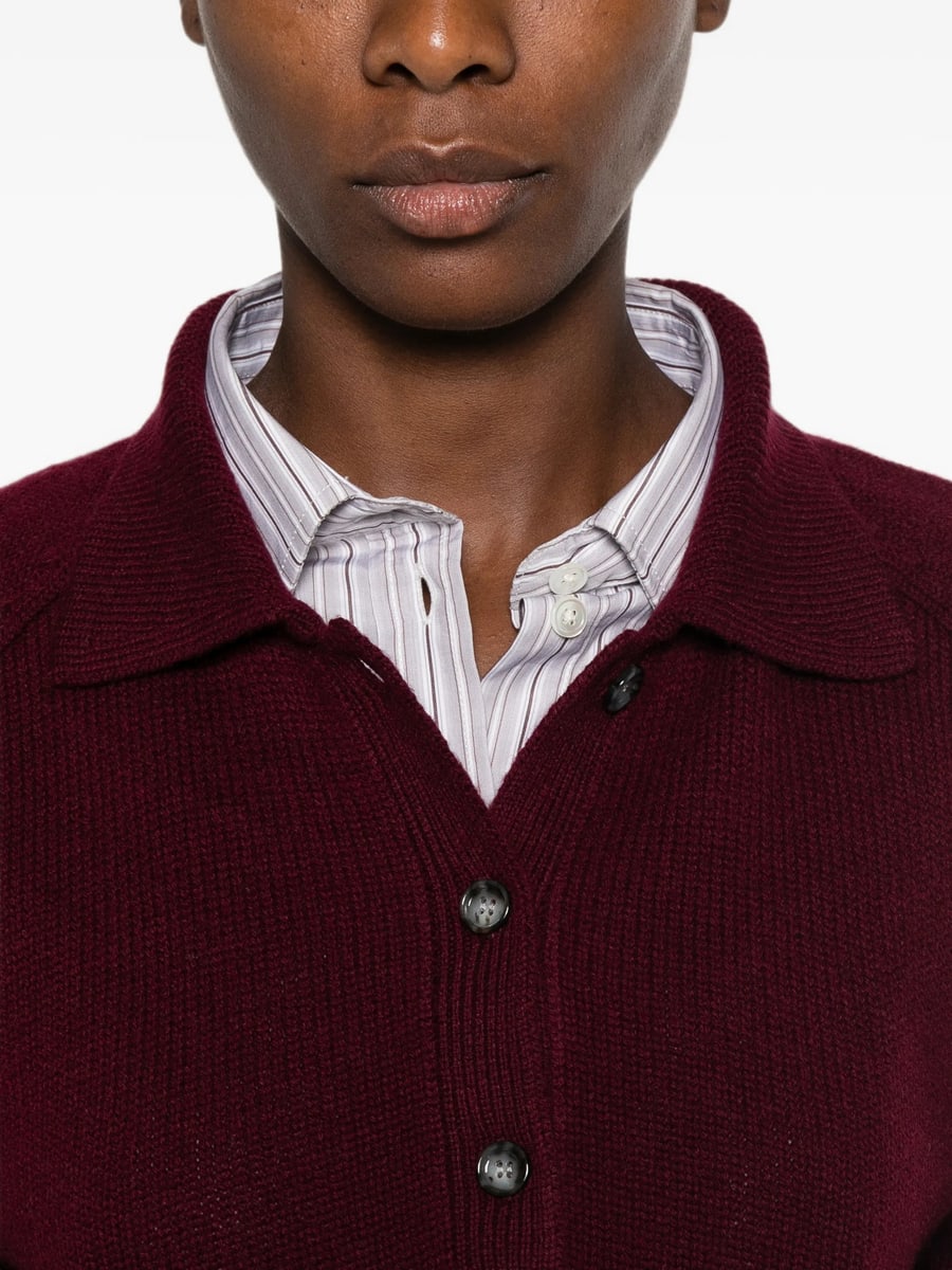 Allude Allude Button-up Polo-collar Sweater, view 4