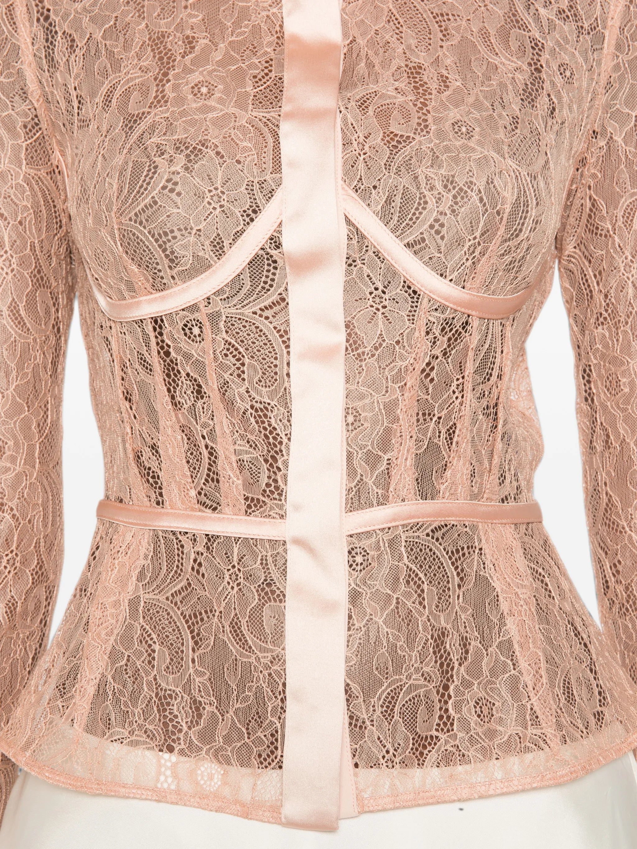 Elisabetta Franchi Elisabetta Franchi Lace-panelled Satin-trim Shirt, view 2