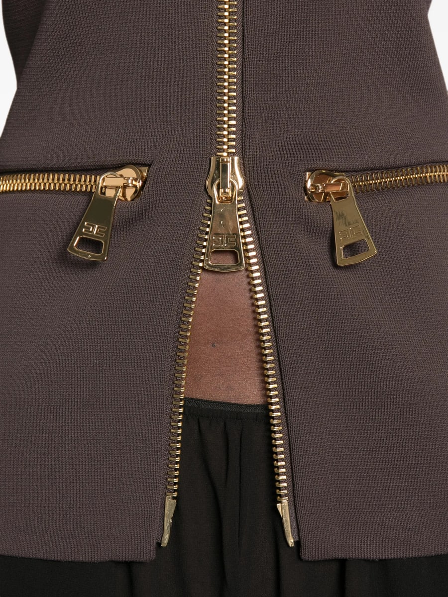 Elisabetta Franchi Elisabetta Franchi Zip-detail Shoulder-pad Cardigan, view 2