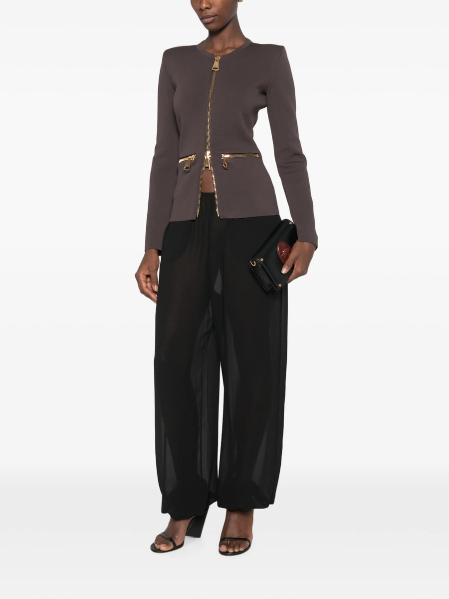 Elisabetta Franchi Elisabetta Franchi Zip-detail Shoulder-pad Cardigan, view 3