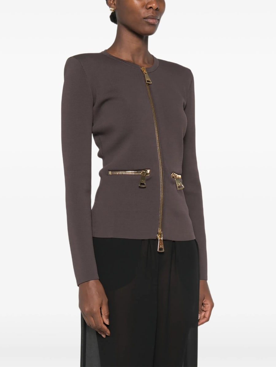 Elisabetta Franchi Elisabetta Franchi Zip-detail Shoulder-pad Cardigan, view 4